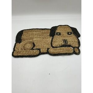 Woven Rattan Jute Puppy Dog Shaped Placemat Bowl Mat